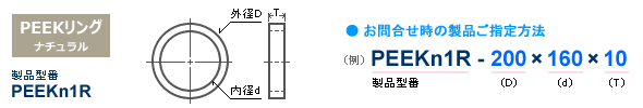 PEEKリング素材の型番と注文例